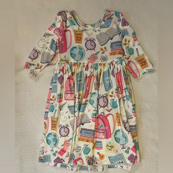 Mila & Rose School is Cool 3/4 Sleeve Pocket Twirl Dress - Picture 3 of 5